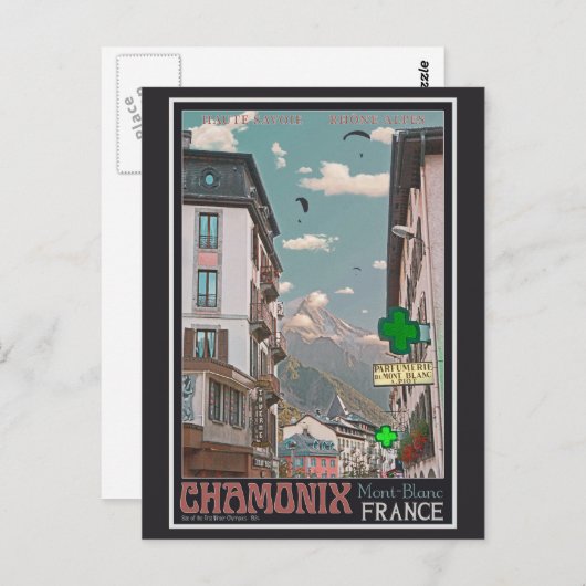 Het dorp Chamonix - BonW Briefkaart (Voorkant / Achterkant)