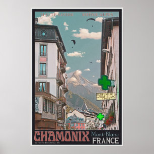Het dorp Chamonix - BonW Poster
