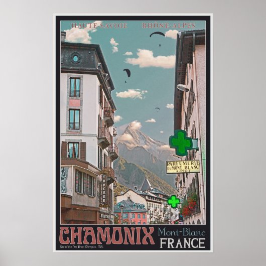 Het dorp Chamonix - BonW Poster (Voorkant)