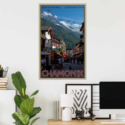 Het dorp Chamonix Poster (Thuiskantoor)