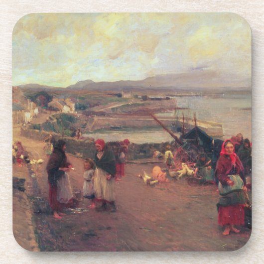 Het dorp Connemara - De weg naar de haven, 1898 Onderzetter (Voorkant)