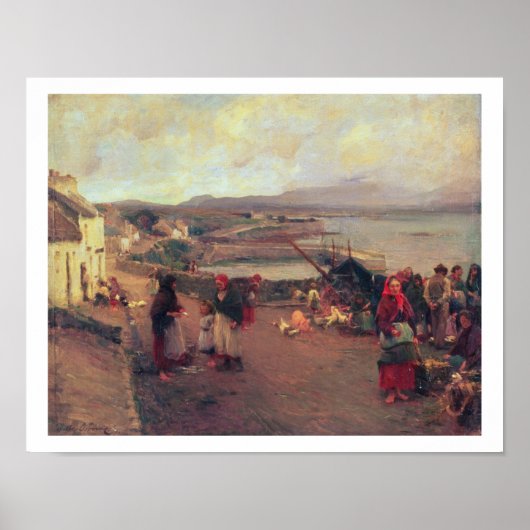Het dorp Connemara - De weg naar de haven, 1898 Poster (Voorkant)