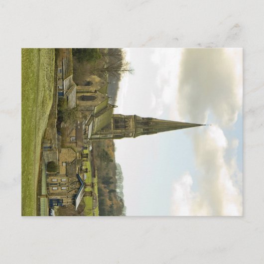 Het dorp Edensor en de kerk - briefkaart (Voorkant)