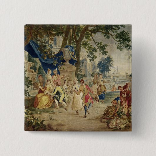 Het dorp Fete na D.Teniers Vierkante Button 5,1 Cm (Voorkant)