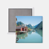 Het dorp Fjærland en fjord, Noorwegen magneet (Voorkant / Achterkant)