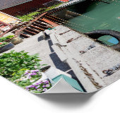 Het dorp Fjærland, fjord in het poster Noorwegen (Hoek)