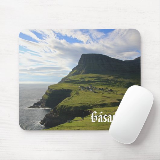 Het dorp Gásadalur in de Faeröer: Mousepad Muismat (Met muis)