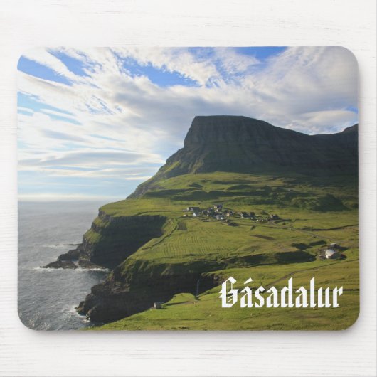 Het dorp Gásadalur in de Faeröer: Mousepad Muismat (Voorkant)