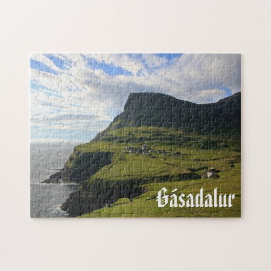 Het dorp Gásadalur in de Faeröer: Puzzel (Horizontaal)