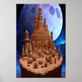 Het dorp Gingerbrood en de maan | AI Art. Poster (Voorkant)