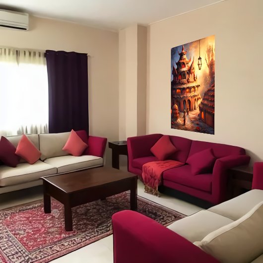 Het dorp Gingerbrood in de hel | AI Art Poster