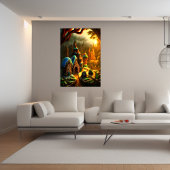 Het dorp Gingerbrood in het bos | AI Art Poster