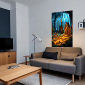 Het dorp Gingerbrood in het donkere bos | AI Art. Poster