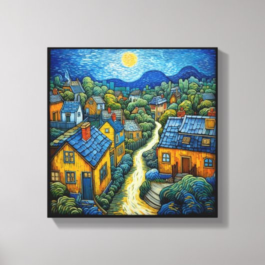 Het dorp" Hedendaagse Kunst Canvas Afdruk (Voorkant)