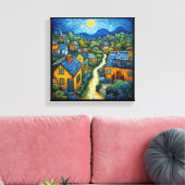 Het dorp" Hedendaagse Kunst Canvas Afdruk (Insitu (Woonkamer))