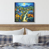 Het dorp" Hedendaagse Kunst Canvas Afdruk (Insitu (Slaapkamer))