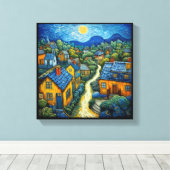 Het dorp" Hedendaagse Kunst Canvas Afdruk (Insitu (Houten vloer))