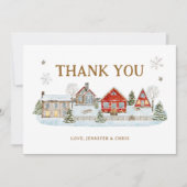 Het Dorp Heeft Een Besneeuwde Winter Bedankkaart (Voorkant)