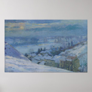 Het dorp Herblay onder sneeuw van 1895 Poster