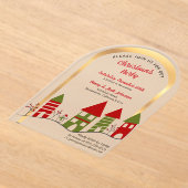 Het dorp in de sneeuw met kerst bevroren acryl uitnodigingen (Laagn)