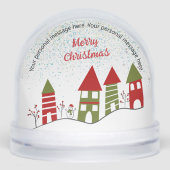Het dorp in de sneeuw tijdens de kerstboodschap sneeuwbol (Voorkant)