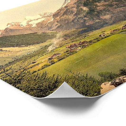 het dorp Kandersteg en de berggroep Blumlisalp, Poster (Hoek)