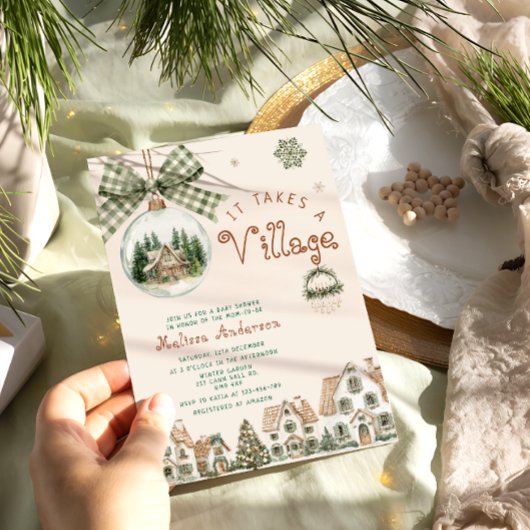 Het Dorp Kerst Baby Shower Kaart