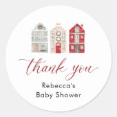 Het Dorp Kerst Baby Shower Ronde Sticker (Voorkant)