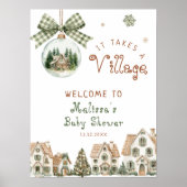Het Dorp Kerst Baby Shower Welkom Poster (Voorkant)
