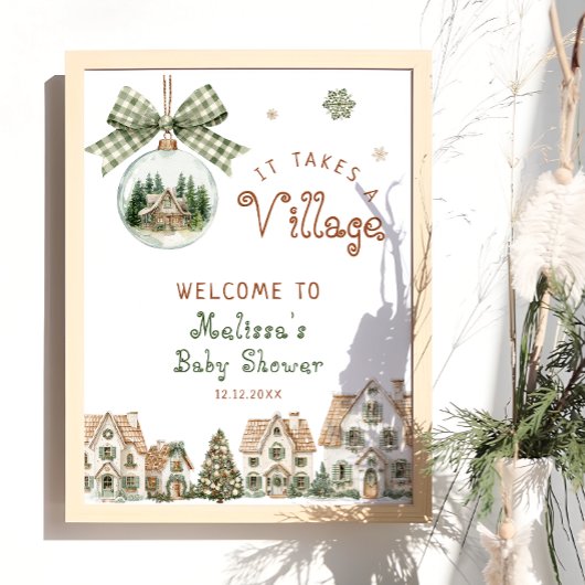 Het Dorp Kerst Baby Shower Welkom Poster