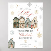 het dorp kerst winter baby shower poster (Voorkant)
