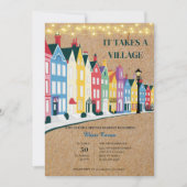 Het Dorp Neem je Kind Modern Ambachtelijke Baby Sh Kaart (Voorkant)