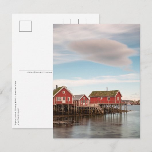 Het dorp Noorwegen Lofoten Vist Briefkaart (Voorkant / Achterkant)