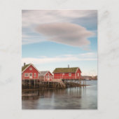 Het dorp Noorwegen Lofoten Vist Briefkaart (Voorkant)