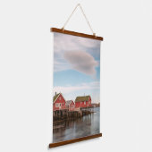 Het dorp Noorwegen Lofoten Vist Hangend Wandkleed (Gebogen)