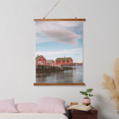 Het dorp Noorwegen Lofoten Vist Hangend Wandkleed (Slaapkamer)