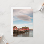 Het dorp Noorwegen Lofoten Vist Kaart (Voorkant / Achterkant in situ)