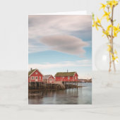 Het dorp Noorwegen Lofoten Vist Kaart (Gele Bloem)