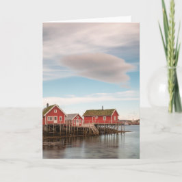 Het dorp Noorwegen Lofoten Vist Kaart