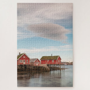 Het dorp Noorwegen Lofoten Vist Legpuzzel