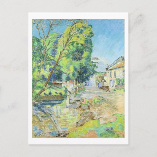 Het dorp (pastel op papier) briefkaart (Voorkant)