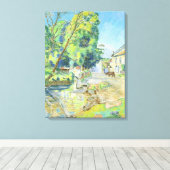 Het dorp (pastel op papier) canvas afdruk (Insitu (Houten vloer))