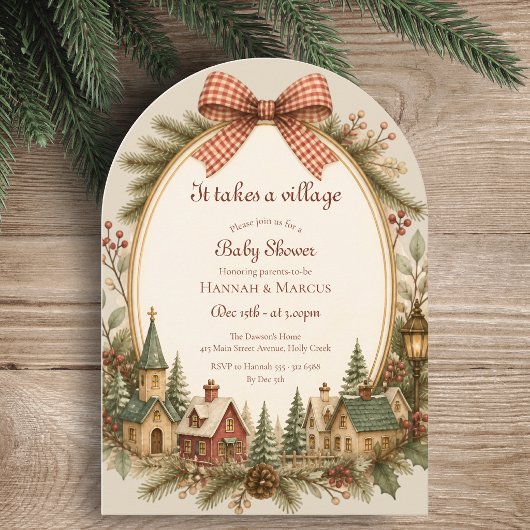 Het Dorp Rustic Winter Baby Shower Kaart