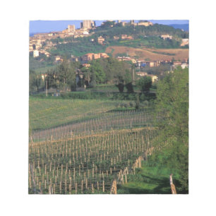 Het dorp San Gimignano ligt in de glooiende Notitieblok