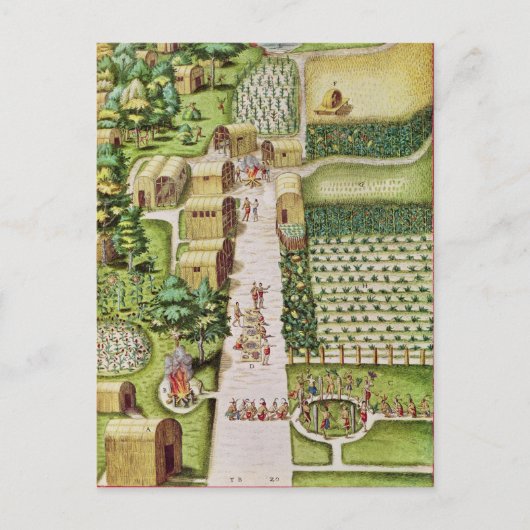 Het dorp Secoton Briefkaart (Voorkant)