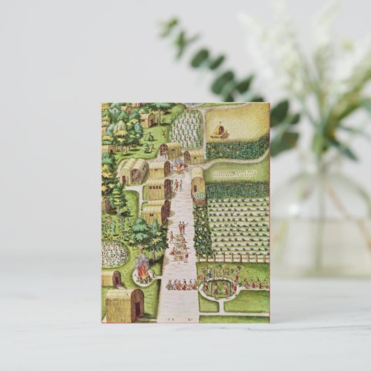 Het dorp Secoton Briefkaart (Staand voorkant)