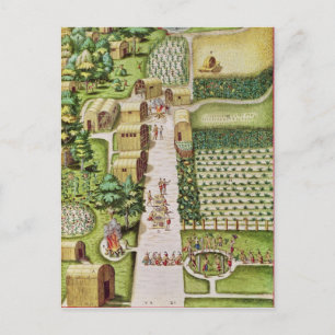 Het dorp Secoton Briefkaart