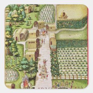 Het dorp Secoton Vierkante Sticker