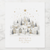 Het Dorp Sneeuwige Whimsical Baby Shower  Wijn Etiket (Enkel label)