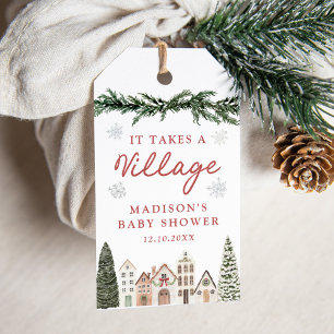 Het Dorp Sneeuwvlok Winter Baby Shower Cadeaulabel